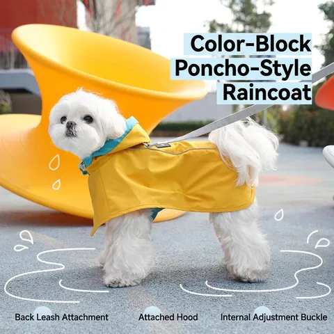 Dog Raincoat Waterproof Poncho Hooded All Weather Reflective Safety Lightweight Rain Jacket Outdoor Puppy Clothes