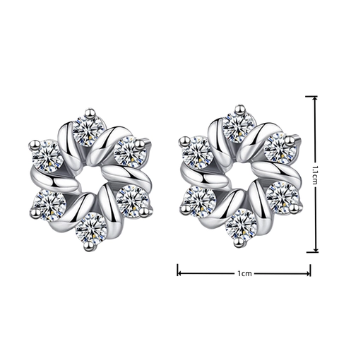 Rotierende Blumen Ohrstecker Kupfer Mit Zirkonia Eleganter Koreanischer Stil Funkelnder Schmuck Für Damen