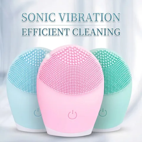 Electric Facial Cleansing Brush Silicone Sonic Vibration Waterproof Pore Cleaner Face Washing Tool Portable Skin Massager