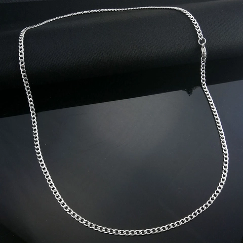 Stainless Steel Curb Chain Necklace Titanium Steel NK Link Silver Tone Minimalist Unisex Jewelry Elegant