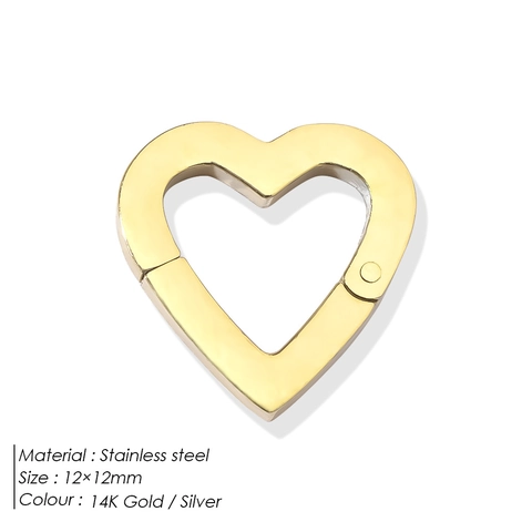 Stainless Steel Heart Round Rhinestone Jewelry Clasp Connector DIY Necklace Pendant Spring Buckle Jewelry Making Findings Inlaid Buckle