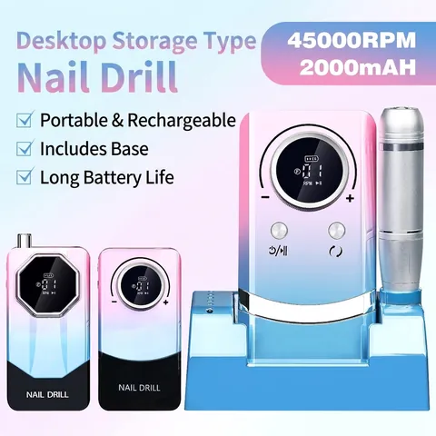Fresa Per Unghie Elettrica Lega Di Alluminio Portatile Ricaricabile Alta Velocità Manicure Pedicure Display LCD