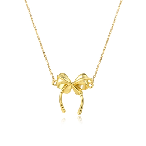 Collar De Colgante Mariposa Con Lazo De Cobre Chapado En Oro De 18 Quilates Con Circón Y Perla Artificial De Plástico Joyería Para Mujer