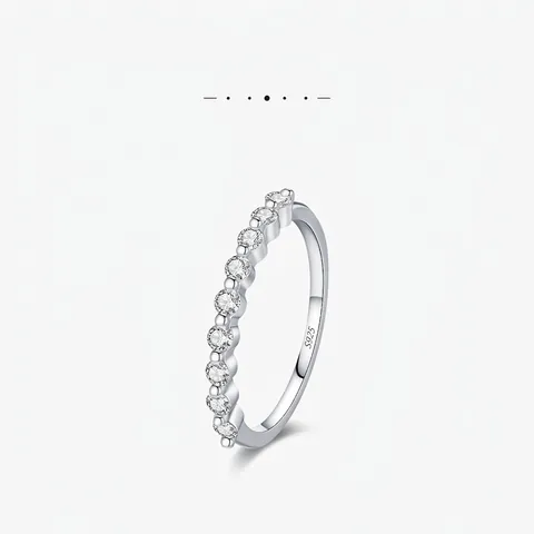 Δαχτυλίδι Moissanite Half Eternity Από Ασήμι 925 VVS1 D Color Στοιβαζόμενο Γεωμετρικό Κόσμημα Μόδας Για Γυναίκες