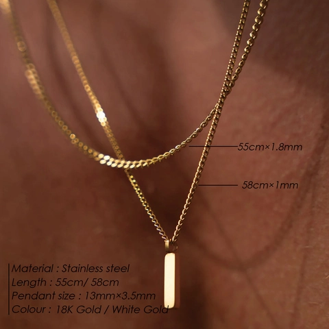 Collana con Pendente a Barra in Acciaio Inossidabile da Uomo Catena a Maglia Cubana Classica Oro Argento Gioielli