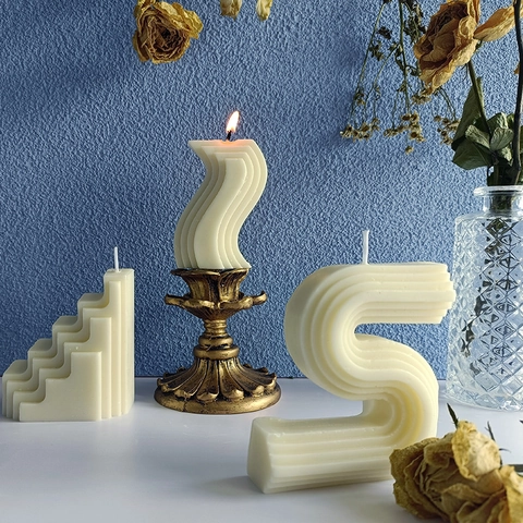 Geometric S-Shape And Staircase Silicone Candle Mold For DIY Aromatherapy Soap Plaster Crafting Food Grade Flexible