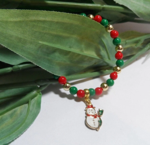 Christmas Beaded Bracelet With Alloy Santa Snowman Christmas Tree Charms Acrylic Beads Holiday Jewelry For Women