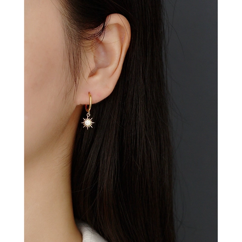 Starburst Sun Huggie Hoop Earrings With 925 Sterling Silver Earring Post Zircon Inlaid Dainty Jewelry For Women