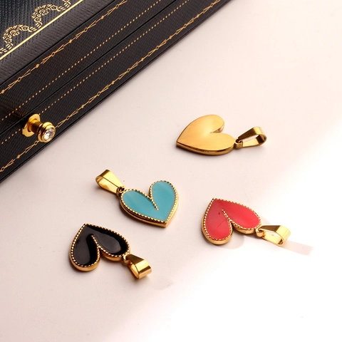 Heart Pendant Necklace Stainless Steel Enamel Drip Oil Vintage Minimalist Jewelry Accessory For Women