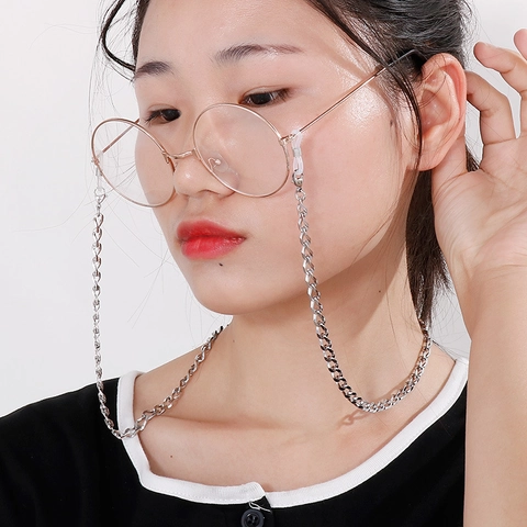 Mode Brillenkette Edelstahl Geometrisch Anti-Verlust Maskenband Halsband Brillenhalter Damen Herren