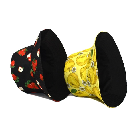 Cappello Da Pescatore In Cotone Stampa Frutta Protezione Solare Aperto Per Donne Estate Traspirante Motivo Mela Ciliegia
