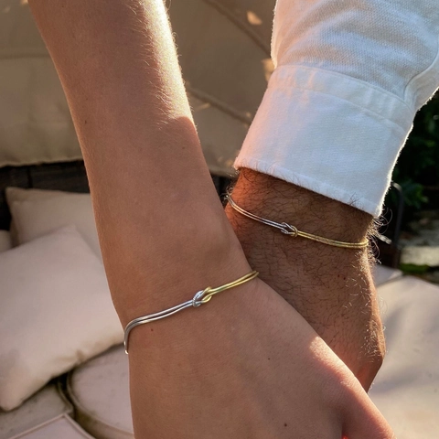Collar Y Pulsera De Cadena De Serpiente Con Nudo Minimalista De Acero Inoxidable Chapado En Oro 18K Joyas De Cadena De Clavícula