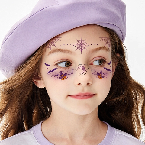 Tatuaggi Temporanei Viso Halloween Natale Cartone Animato Adesivi Impermeabili Accessori Trucco Festa Per Bambini Adulti