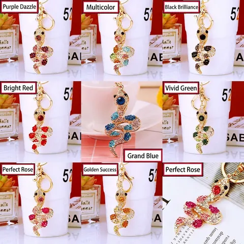 Llavero De Serpiente Aleación Con Cristales De Estrás Colgante De Bolso Forma S Anillo De Llave Joyería Para Mujeres