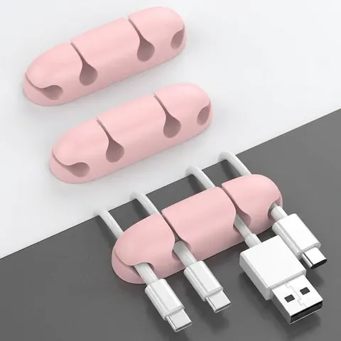 Desktop Cable Organizer Silicone Self Adhesive Wire Holder Multiple Slots Charger Cord Clip Management For Home Office