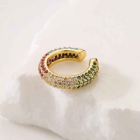 Orecchini Ear Cuff Zirconia Placcato Oro Rame Forma U Senza Buco Gioielli Per Donna Minimalista