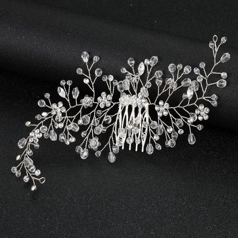 Peine De Pelo De Novia Diadema Horquillas Con Cristal Diamantes De Imitación Y Perla Artificial Hecho A Mano Flor Boda
