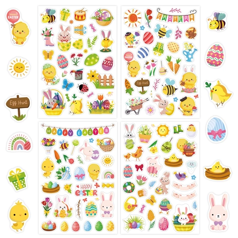 Adesivi Di Pasqua Cartone Animato Coniglio Pulcino Uovo Impermeabile PVC Rimovibile DIY Scrapbook Diario Decorazione