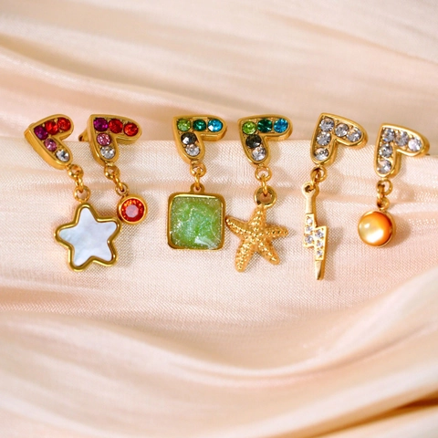 Stainless Steel Heart Rhinestone Inlaid Drop Earrings For Women Colorful Enamel Charm Sweet Fashion Jewelry Ear Studs
