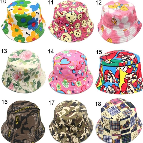 Kids Bucket Hat Cotton Linen Breathable Sun Protection Floral Fruit Print Outdoor Summer Sun Hat For Toddlers