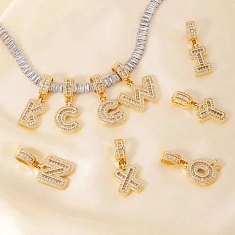 Collana Hip Hop In Rame Con Ciondolo Iniziale In Zirconia Gioielli Unisex Alla Moda Regalo Per Uomo E Donna