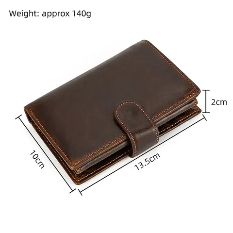 Men Genuine Leather Short Wallet RFID Blocking Vintage Cowhide Multi Card Slots Coin Pocket Retro Style