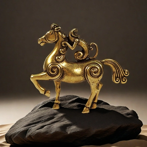 Vintage Chinese Style Metal Horse With Monkey Figurine Antique Desktop Ornament Solid Zinc Alloy Home Office Decoration