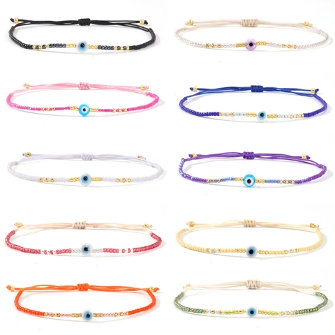 Böser Blick Perlenarmband Harz Glas Perlen Legierung Verstellbare Kordel Glücksbringer Schmuck Damen Herren