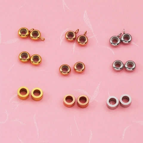 304 Stainless Steel 18K Gold Plated Spacer Beads Positioning Hole Beads For DIY Bracelet Necklace Jewelry Making Charms