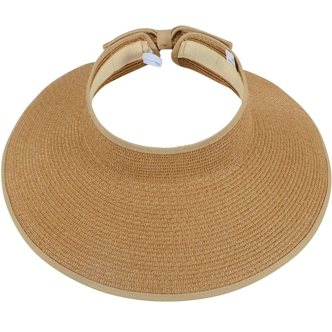 Cappello Visiera In Paglia Donna Tesa Larga Protezione Solare Design Aperto Pieghevole Cappello Da Spiaggia Con Fiocco Regolabile