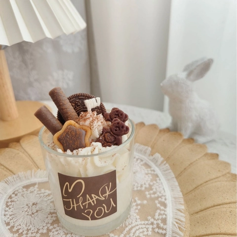 Handmade Scented Candle Soy Wax Dessert Strawberry Chocolate Glass Cup Home Decor Holiday Gift Christmas Halloween Party