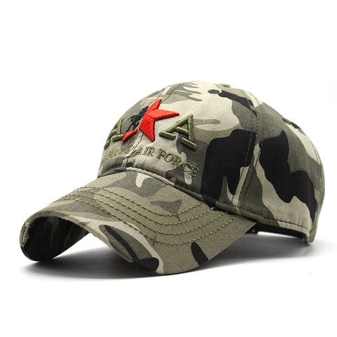 Military Baseball Cap Cotton Camouflage Tactical Hat Star Embroidery Outdoor Adjustable Sun Protection Breathable