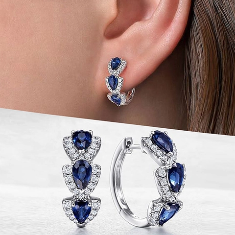 Hoop Ohrringe Messing Zirkonia Birnenschliff Wassertropfen Elegant Vintage Mode Luxusschmuck Für Damen