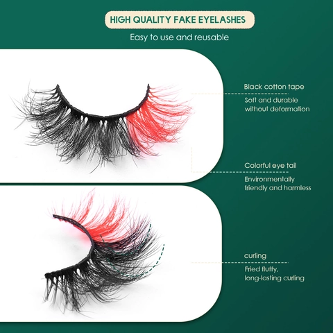 Christmas Faux Mink Color False Eyelashes 3D Multi-Layer Thick Curly Natural Fake Lashes For Festive Party Makeup Women Beauty