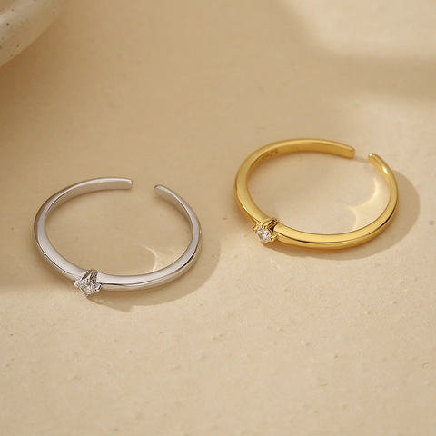 925 Sterlingsilber Ring Minimalistisch Mikropave Zirkonia Offen Verstellbar Fingerring Für Damen Elegantes Schmuckgeschenk