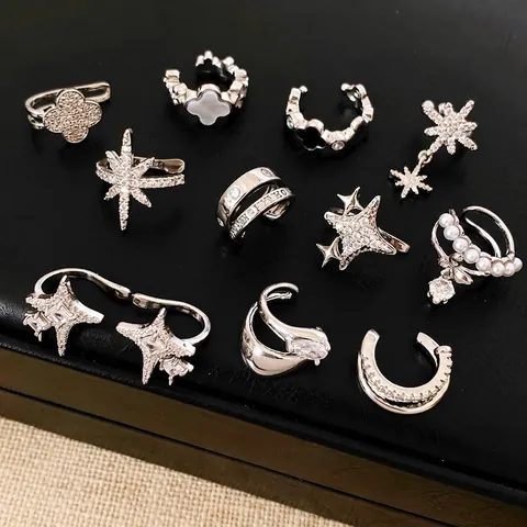 Orecchini Ear Cuff Stella Rame Zircone Incrustato Senza Buco Farfalla Cuore Perla Artificial Sintetica Clip Gioielli Donne