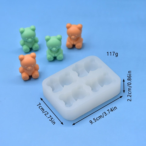 Little Bear Silicone Mold DIY Baking For Cake Mousse Chocolate Cookie Soap Candle Making Cute Animal Shape White