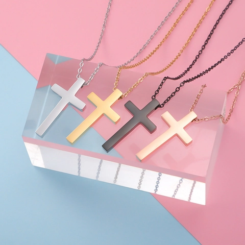 Minimalistische Kruis Hanger Ketting 304 Roestvrij Staal Gepolijst Retro Hip Hop Unisex Mode Sieraden Sleutelbeen Ketting