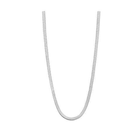 Collar De Cadena De Espiga De Acero Inoxidable Colgante De Corazón Minimalista Clavícula Plana Cadena De Serpiente Joyería Mujer
