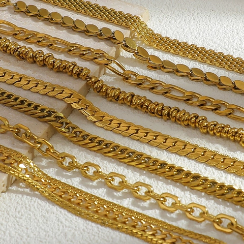 Retro 18K Vergoldetes Edelstahl Armband Für Damen Elegante Kubanische Figaro Kette Wasserdicht Verstellbarer Schmuck
