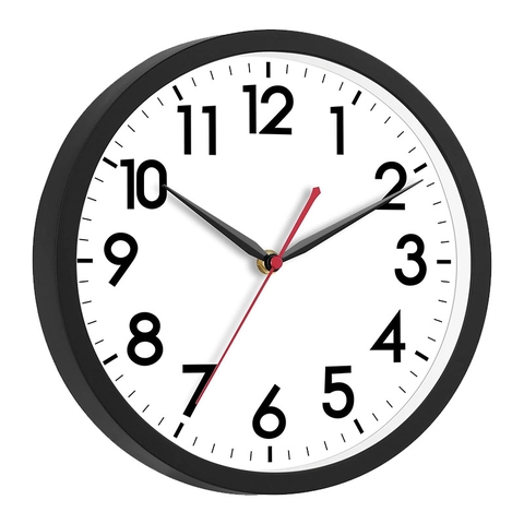 Reloj De Pared Redondo Carcasa De Plástico Espejo De Vidrio Movimiento De Cuarzo Silencioso Estilo Moderno Simple Para Sala De Estar Oficina Números Arábigos