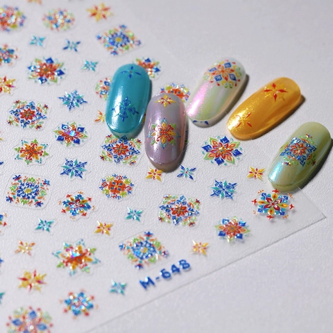 Autocollants D'art D'ongle Mandala Bohème Bronzage 3D Décalcomanies Géométriques Colorées Adhésives Ultra Minces Pour Manucure