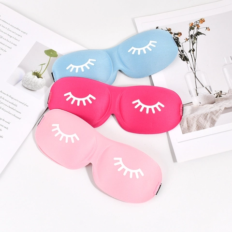 3D Sleep Mask Contoured Eye Mask For Sleeping Blackout Soft Sponge Breathable Eyelash Print For Travel Home