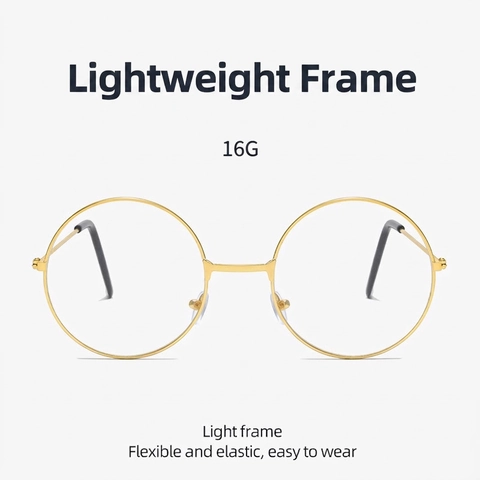 Lunettes À Monture Métallique Ronde Vintage Verres Clairs Léger Style Littéraire Rétro Optique Pour Hommes Femmes