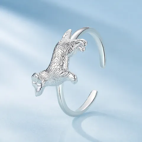 925 Sterling Zilver Schattige Golden Retriever Hond Verstelbare Open Ring Voor Vrouwen Gepersonaliseerde Dier Vorm Mode Sieraden Vinger Ring Cadeau