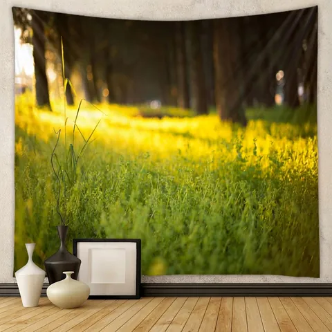 Arazzo Da Parete Paesaggio Forestale Natura Alba Scenario Tessuto In Poliestere Per Camera Da Letto Soggiorno Stile Ins