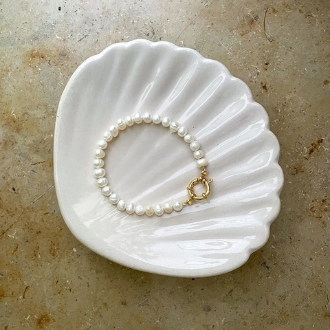 Bracelet Süßwasserperles D'eau Douce Naturelles Acier Titane Plaqué Or 18K Baroque Bijoux Élégants Pour Femmes Style Raffiné