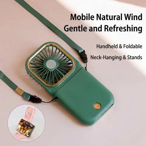 Mini Ventilatore Portatile USB Ricaricabile Plastica ABS Power Bank Pieghevole Portatile Da Collo Ventilatore Da Tavolo