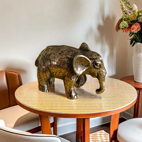 Statuetta Di Elefante In Miniatura In Ottone Vintage Statua Di Animale Stile Antico Per Paesaggistica Acquario Arredamento