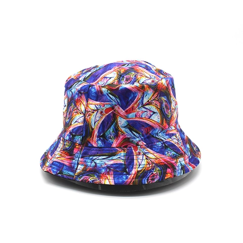 Reversible Bucket Hat Polyester Cotton Double Sided Digital Print Tie Dye Abstract Art Outdoor Sun Protection Streetwear Unisex